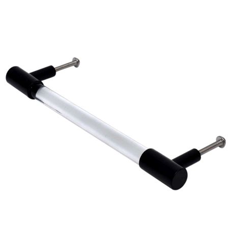 Clear Black Medium Cylinder Glass Door Handles